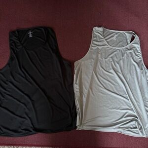Men's Black and Gray Athletic Wear Tank Tops 3XT